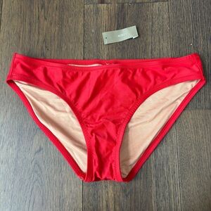 NWT!  J CREW Classic full-coverage bikini bottom, Size M Red